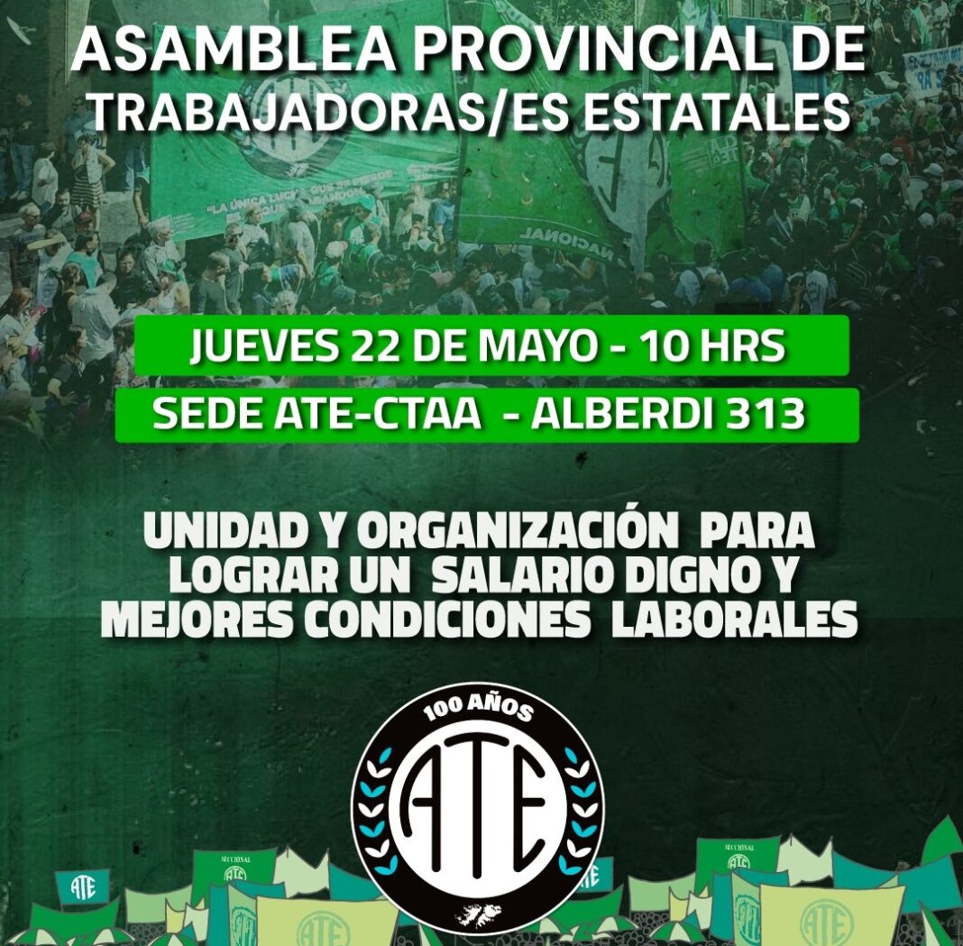 ATE La Rioja convoca a una asamblea estatal para exigir respuestas al gobierno