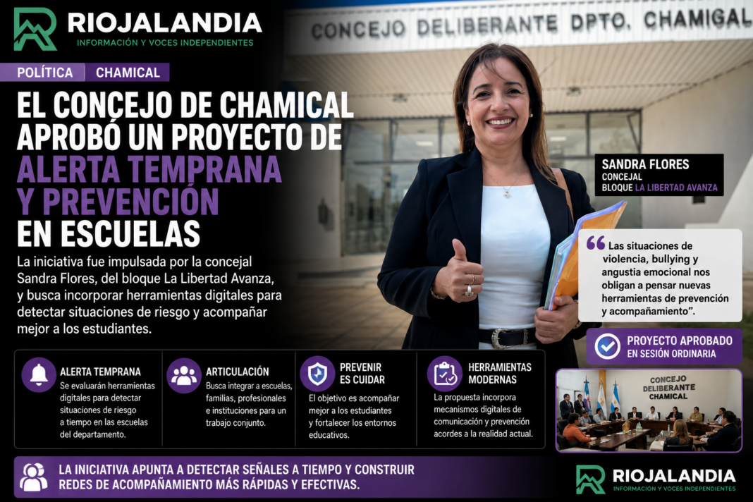 ALERTA TEMPRANA EN LAS ESCUELAS: EL CONCEJO DE CHAMICAL APROBÓ UN PROYECTO IMPULSADO POR LA LIBERTAD AVANZA