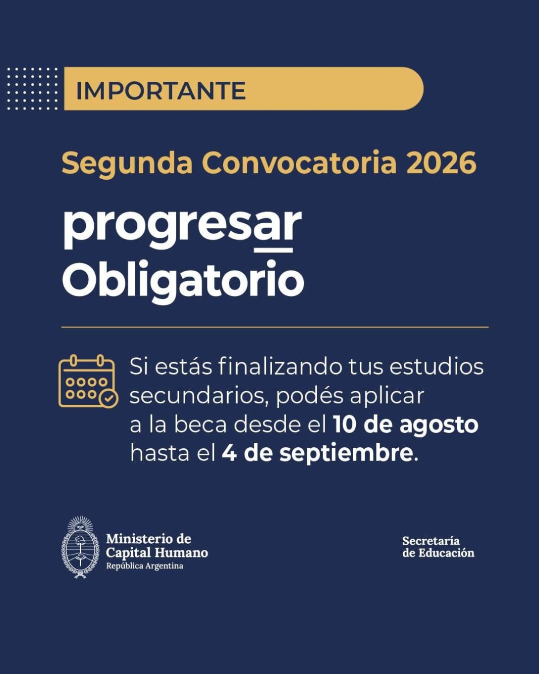 A partir del 10 de agosto se habilitan las inscripciones para la línea de educación obligatoria.