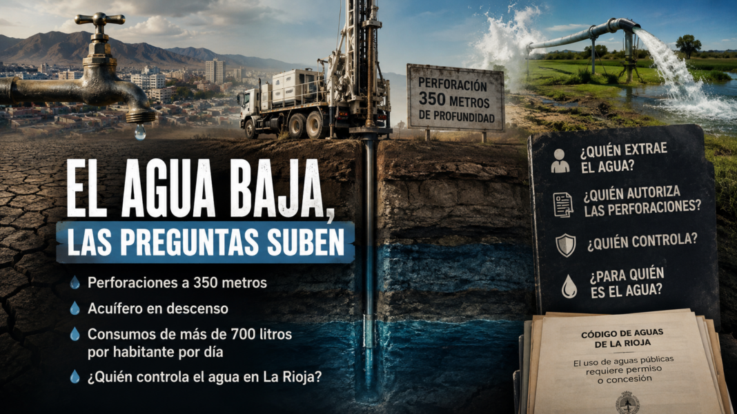 LA RIOJA: EL AGUA BAJA, LAS PERFORACIONES PROFUNDIZAN Y EL GOBIERNO SIGUE MIRANDO EL MEDIDOR