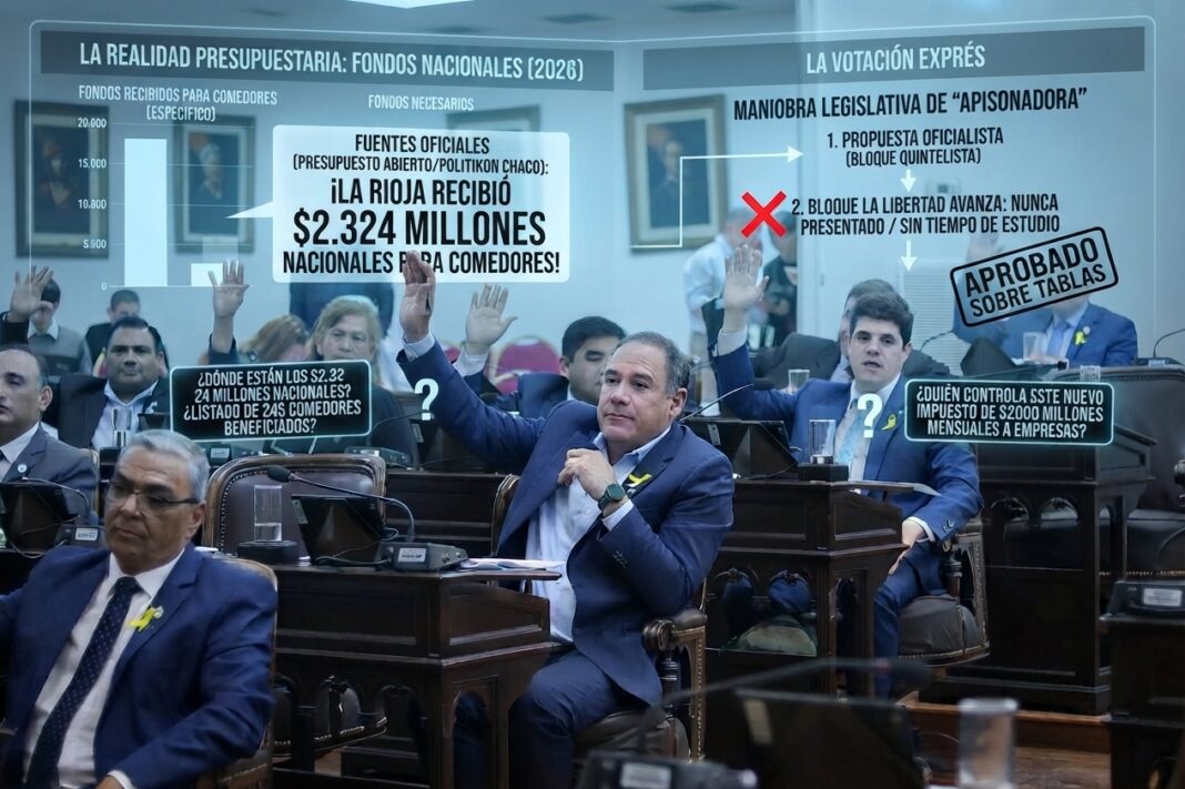 LA RIOJA: APURO, OPACIDAD Y «APISONADORA» QUINTELISTA EN LA LEGISLATURA PARA APROBAR UN NUEVO IMPUESTO MIENTRAS SE OCULTAN LOS FONDOS NACIONALES